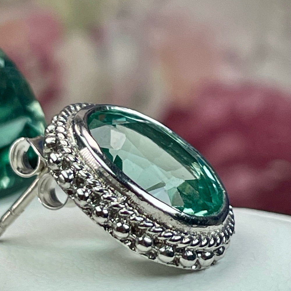 Clearance ‼️10ct Tourmaline Silver 925 Earrings Teal - Picture 11 of 12